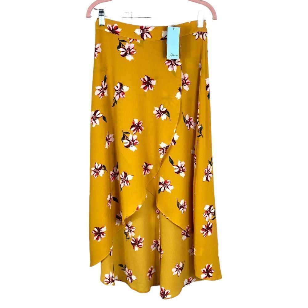 Soprano  Yellow Floral Wrap Skirt NWT